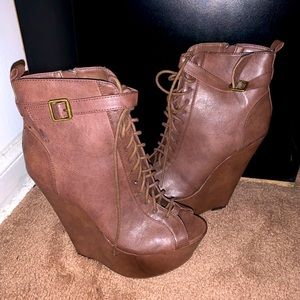 Brown Wedge Booties